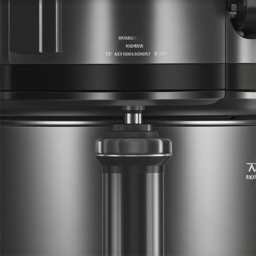 Close-up image of a modern stand mixer highlighting its motor and technological features.