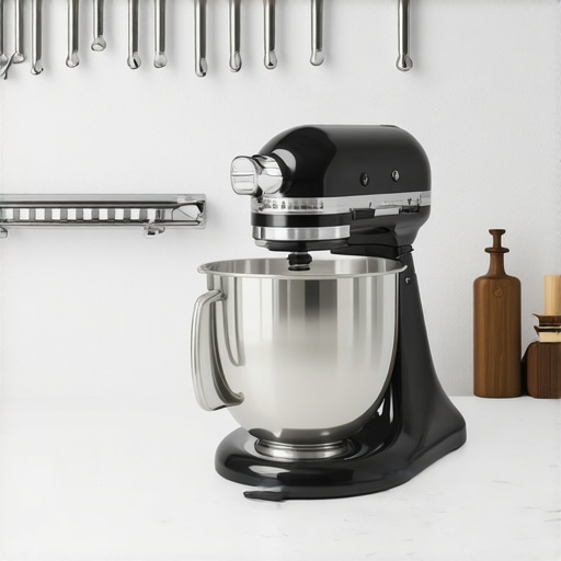 Modern kitchen with stand mixer and attachments