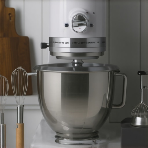 A high-end stand mixer with various attachments ready for professional baking tasks.
