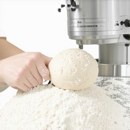 Person attaching a dough hook to a stand mixer in a kitchen setting