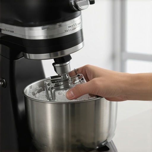 A professional baker using an ultrasonic cleaner to deep clean mixer attachments for optimal performance.