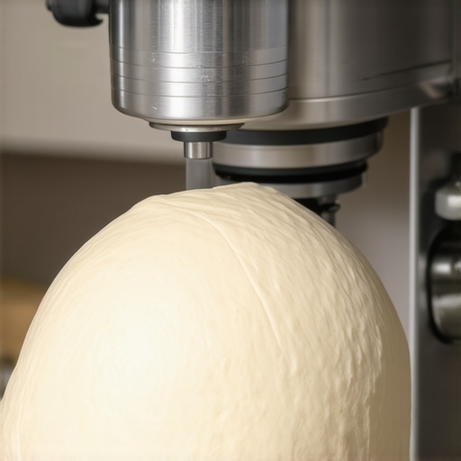 A professional-grade stand mixer kneading dough with a spiral hook