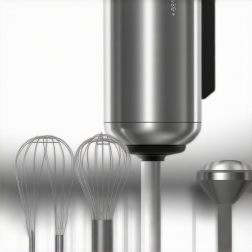 Person cleaning and inspecting a hand mixer with metal whisk attachments in a well-lit kitchen